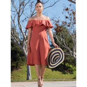 Off-shoulder midi dress